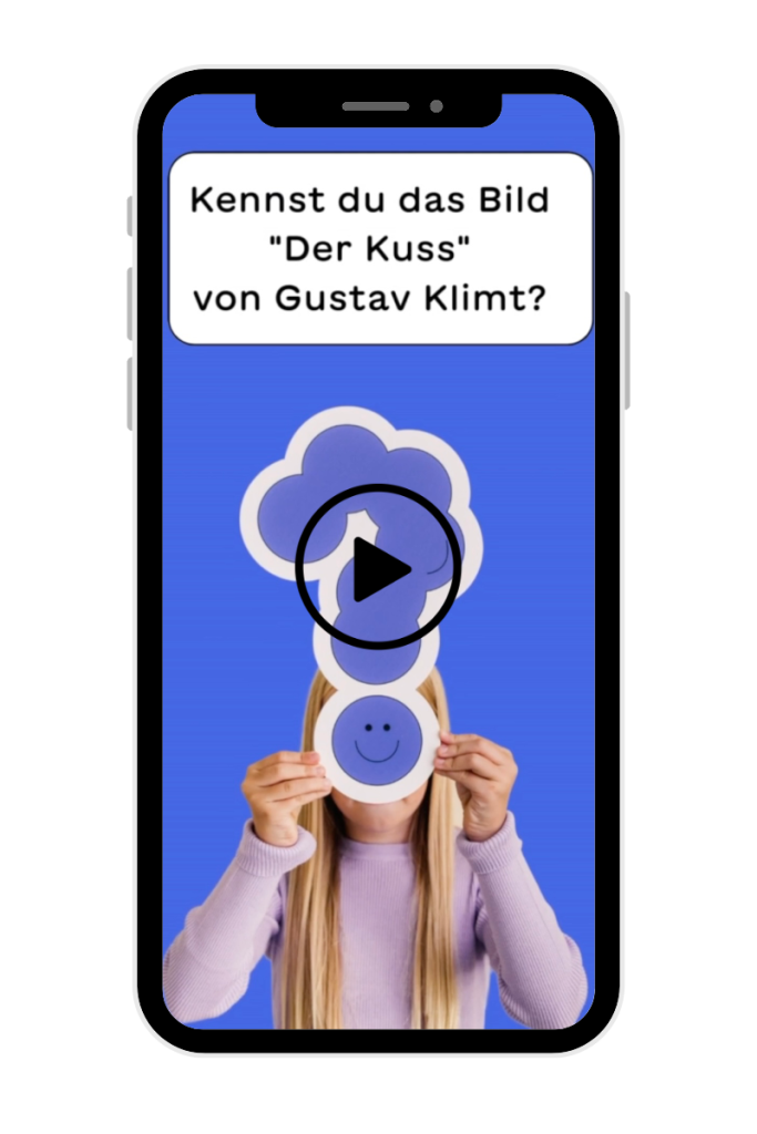 Bild von einem Handy mit einem Ankünder eines Videos zum Thema "Der Kuss" darauf